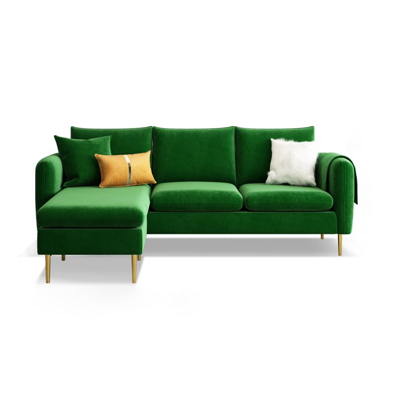 Scandinavian Velvet Sofa with 3 Pillows and Storage for Apartment Clearhalo 'furn' 'furn_sectionals' 'Furniture' 'furniture_sectionals' 'kitchen' 'kitchen_sectionals' 'Living Room Furniture' 'Sectionals' 1200x1200_6d8f1042-bf7b-4780-9e40-a4228b55ba3b