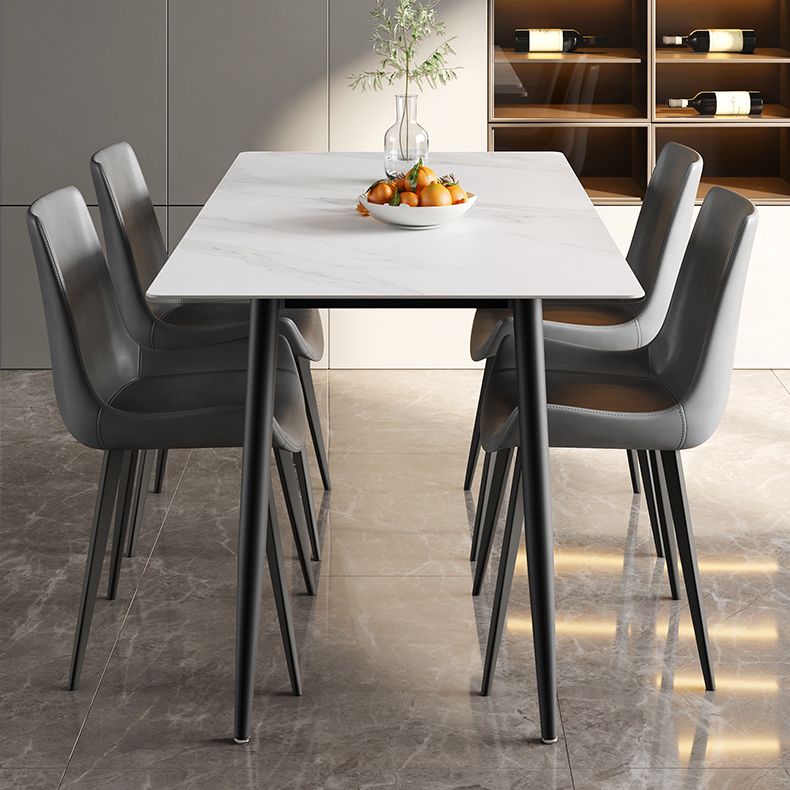 Modern Style Sintered Stone Dining Table Rectangular Dining Table with Metal Base Clearhalo 'Dining Room Sets' 'Dining Tables & Seating' 'dining_room_set' 'furn' 'furn_dining_room_set' 'Furniture' 'furniture_dining_room_set' 'Kitchen & Dining Furniture' 'kitchen&dining_furn' 'kitchen' 1200x1200_6d8f3e71-354a-46f7-90f0-a923317b639f