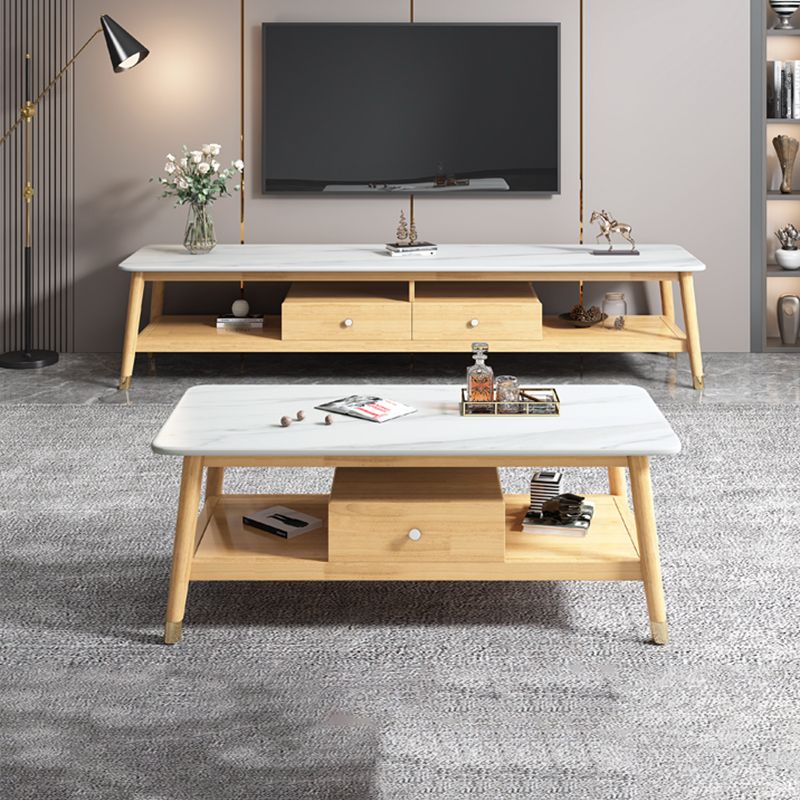 18.11"H TV Stand Contemporary Style Solid Wood TV Console with 2 Drawers Clearhalo 'furn' 'furn_tv_stands_entertainment_centers' 'Furniture' 'Living Room Furniture' 'TV Stands & Entertainment Centers' 'TV Stands & Media Storage Furniture' 'tv_stands_entertainment_centers' 1200x1200_6d8f9384-77e9-42cf-b461-db63383ee5e5