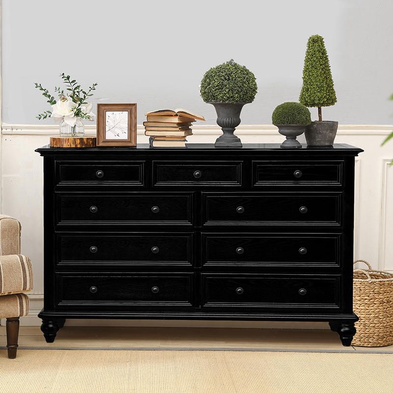 Compañero de madera sólida de cofre de almacenamiento tradicional con 3/4/5/7/9/10 cajones