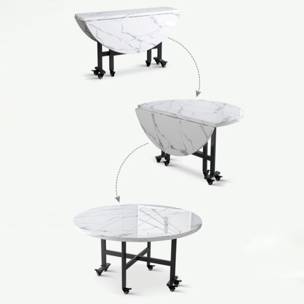 Mesa de comedor de madera moderna y fácil plegable con hoja de doble caída