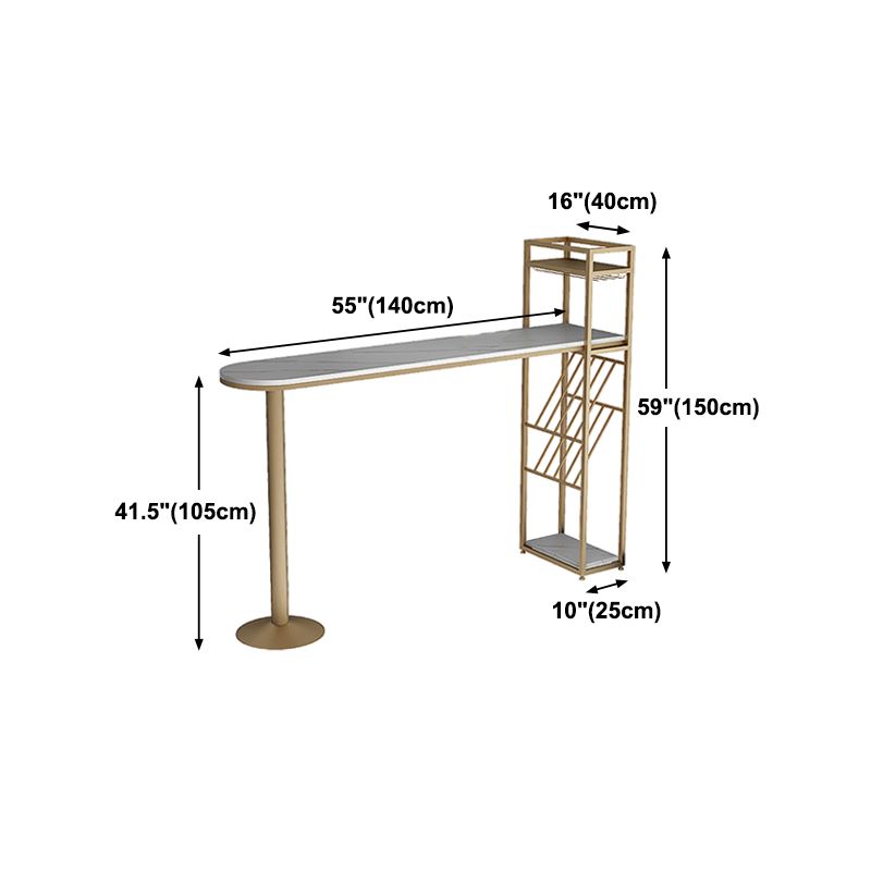 Glam Style Gold Iron Bar Table 41.3"H Faux Marble White Top Bistro Table with Wine Rack Clearhalo 'Bar Furniture' 'Bar Tables' 'bar_tables' 'Furniture' 'furniture_bar_tables' 'Kitchen & Dining Furniture' 'kitchen&dining_furn' 'kitchen' 1200x1200_6d9066cd-e0af-4cbb-b847-16140b43cef1
