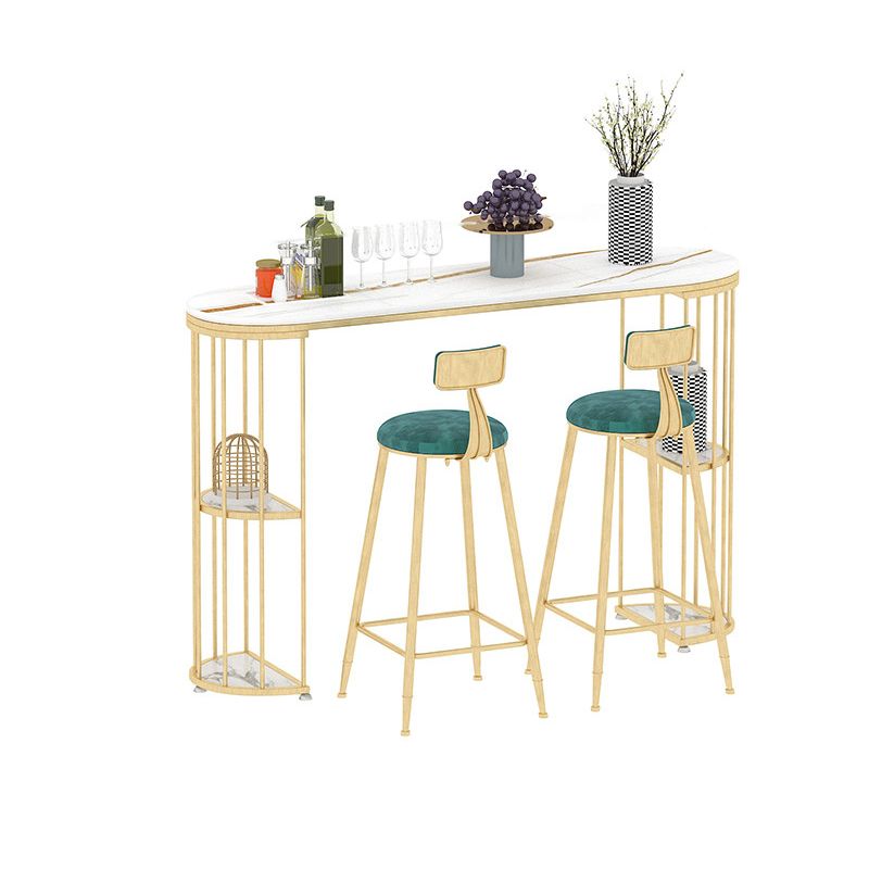 Glam Sintered Stone Bistro Bar Table Oval Metal Base Bar Table with Storage Clearhalo 'Bar Furniture' 'Bar Tables' 'bar_tables' 'furn' 'furn_bar_tables' 'Furniture' 'Kitchen & Dining Furniture' 1200x1200_6d918318-54a4-470e-95d5-2ab8ee177a94