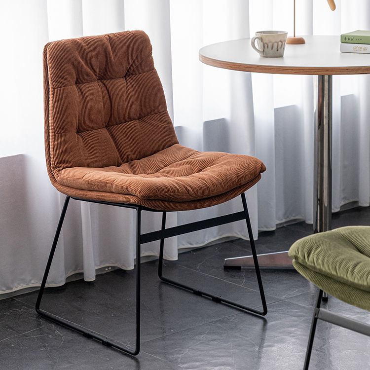 Nordic Upholstered Armless Dining Chairs Metal Legs Solid Back Chair for Home Use Clearhalo ' kitchen&dining_furn' 'Dining Chairs' 'Dining Tables & Seating' 'dining_chair' 'furn' 'furn_dining_chair' 'Furniture' 'furniture_dining_chair' 'Kitchen & Dining Furniture' 'kitchen' 1200x1200_6d923b88-1812-4b1d-b742-92ce32a7b326