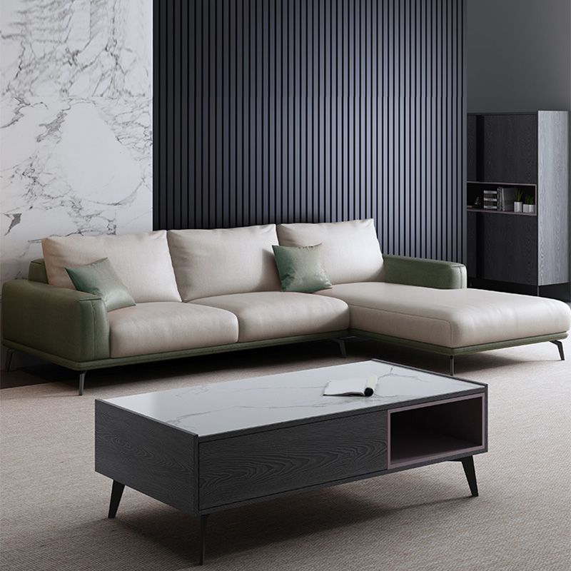 Sezionali posteriori del cuscino in pelle finto/divano con braccio quadrato per soggiorno
