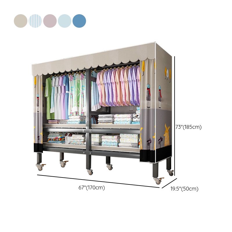 Opvouwbare vrijstaande garderobe metalen frame garderobe met casters