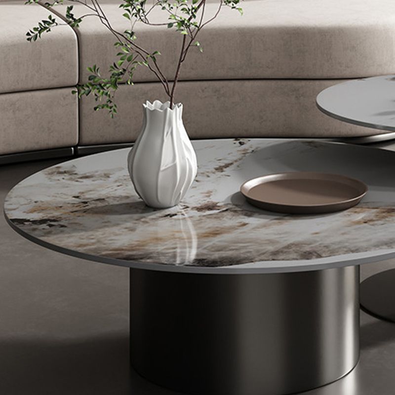Slate Coffee Table Round Nesting Coffee Table Set with Pedestal Legs Clearhalo 'Coffee & Accent Tables' 'Coffee Tables' 'coffee_tables' 'furn' 'furn_coffee_tables' 'Furniture' 'Living Room Furniture' 1200x1200_6d9519be-f6f6-4b2e-b46b-eb3928506596