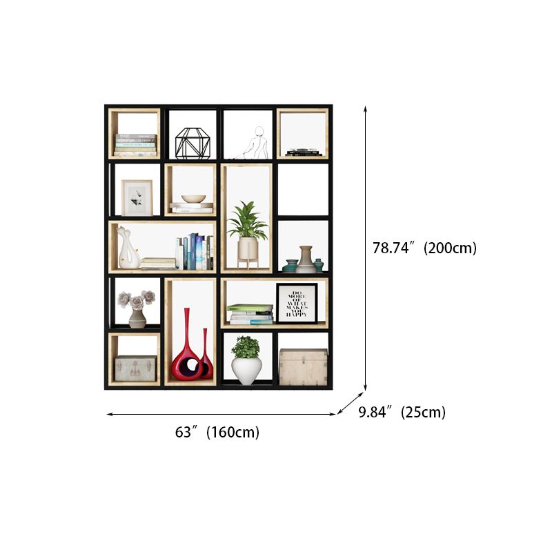 Estantería de estilo moderno marco de metal negro abiertamente estantería para la oficina en casa