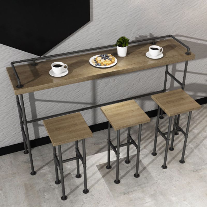 Moderne 1/3/4-delige bartafelset, rechthoekige grenenhouten aanrechttafel met hoge krukken