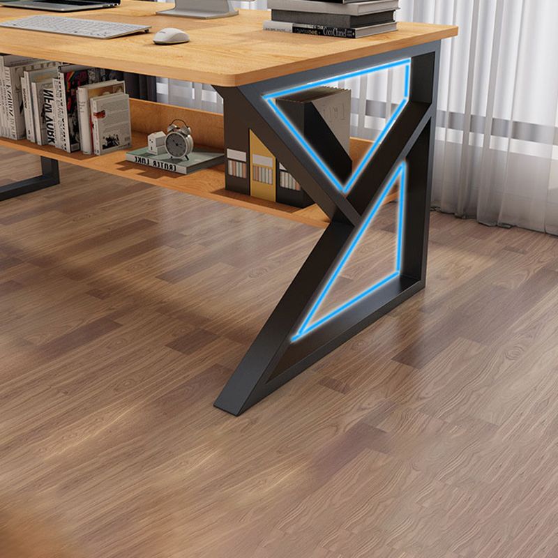 Industrial Curved Computer Desk Sled Office Desk with Storage Shelf Clearhalo 'furn' 'furn_office_desk' 'Furniture' 'Office Desks' 'Office Furniture' 'office_desk' 1200x1200_6d9a058d-b82e-4b55-b975-7916c1141dda