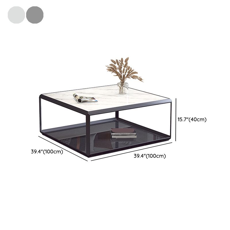 Geometric Slate & Glass Coffee Table Modern Simple Cocktail Table with Floor Shelf Clearhalo 'Coffee & Accent Tables' 'Coffee Tables' 'coffee_tables' 'furn' 'furn_coffee_tables' 'Furniture' 'Living Room Furniture' 1200x1200_6d9a27bc-22df-4166-9429-00f3d82d7778