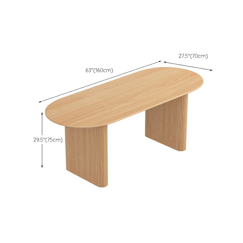 Modern Dining Table Wooden Oval Table with Wooden Legs for Home Use