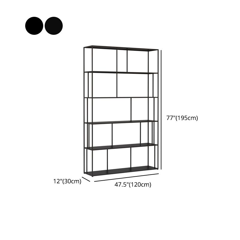 76.77"H Bookshelf Contemporary Style Open Back Black Bookcase for Home Office Clearhalo 'Bookcases' 'furn' 'furn_bookcases' 'Furniture' 'furniture_bookcases' 'Office Furniture' 1200x1200_6d9bab33-9975-4a59-9a15-62c47d35961d
