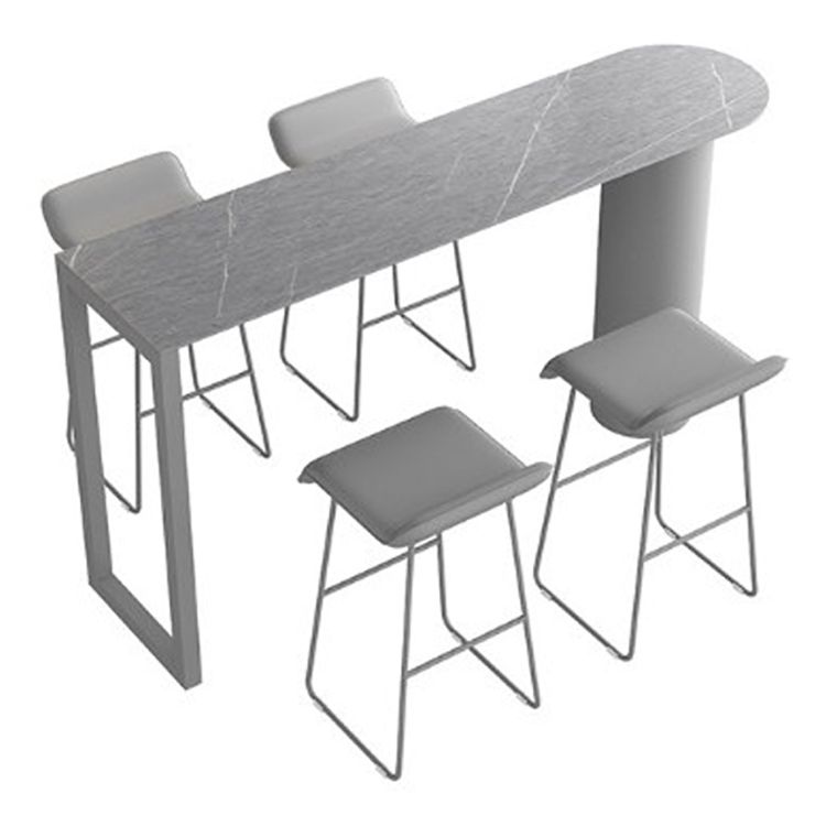 Modern Iron Bar Dining Table with Stone Top Indoor Bistro Table Fixed Table Clearhalo 'Bar Furniture' 'Bar Tables' 'bar_tables' 'furn' 'furn_bar_tables' 'Furniture' 'furniture_bar_tables' 'Kitchen & Dining Furniture' 1200x1200_6d9d4280-ee71-48cf-ac76-080abbe86bcb