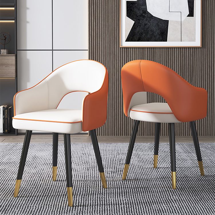 Home Scandinavian Arm Chair Upholstered Open Back Metal Dining Room Chair Clearhalo ' kitchen&dining_furn' 'Dining Chairs' 'Dining Tables & Seating' 'dining_chair' 'furn' 'furn_dining_chair' 'Furniture' 'furniture_dining_chair' 'Kitchen & Dining Furniture' 'kitchen' 1200x1200_6d9d8162-225a-4599-a20e-22a3900f1f04