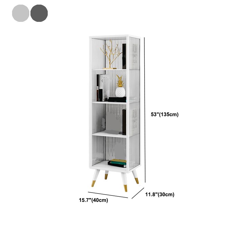 Modern Vertical Bookcase Metal Closed Storage Bookshelf for Bedroom