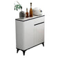 Cena in vetro Sideboard Sideboard White Mirroring Board con gambe metalliche