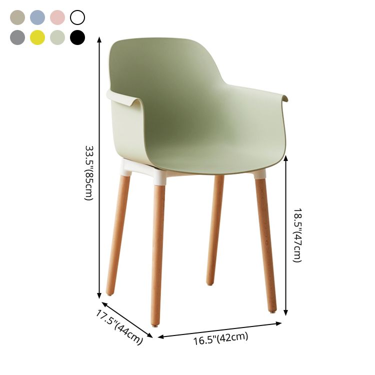 Scandinavian Dining Arm Chairs Plastic Armchairs with Wood Legs (Set of 4) Clearhalo ' kitchen&dining_furn' 'Dining Chairs' 'Dining Tables & Seating' 'dining_chair' 'Furniture' 'furniture_dining_chair' 'Kitchen & Dining Furniture' 'kitchen' 1200x1200_6d9f7102-609e-435e-b054-41a8c434a3c6