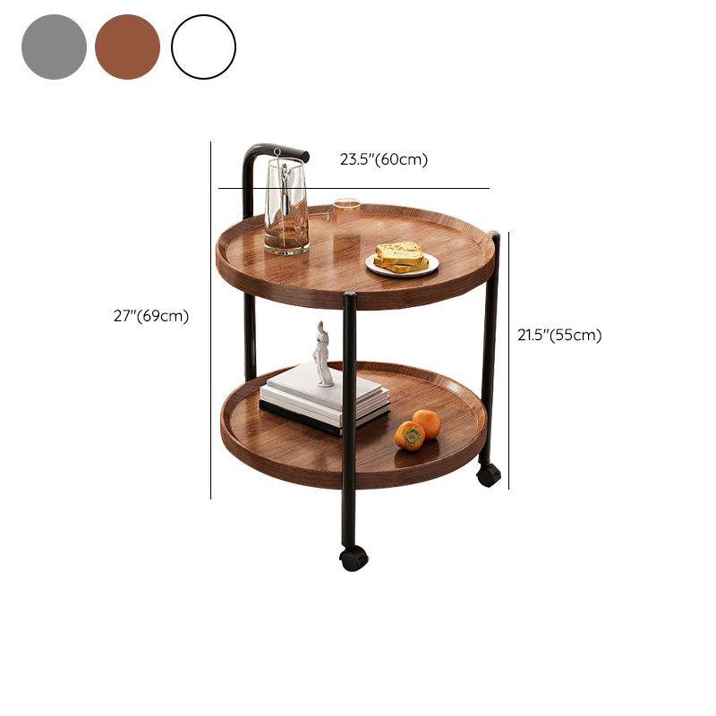 Contemporary Accent Side Table with Storage Wood and Metal End Table