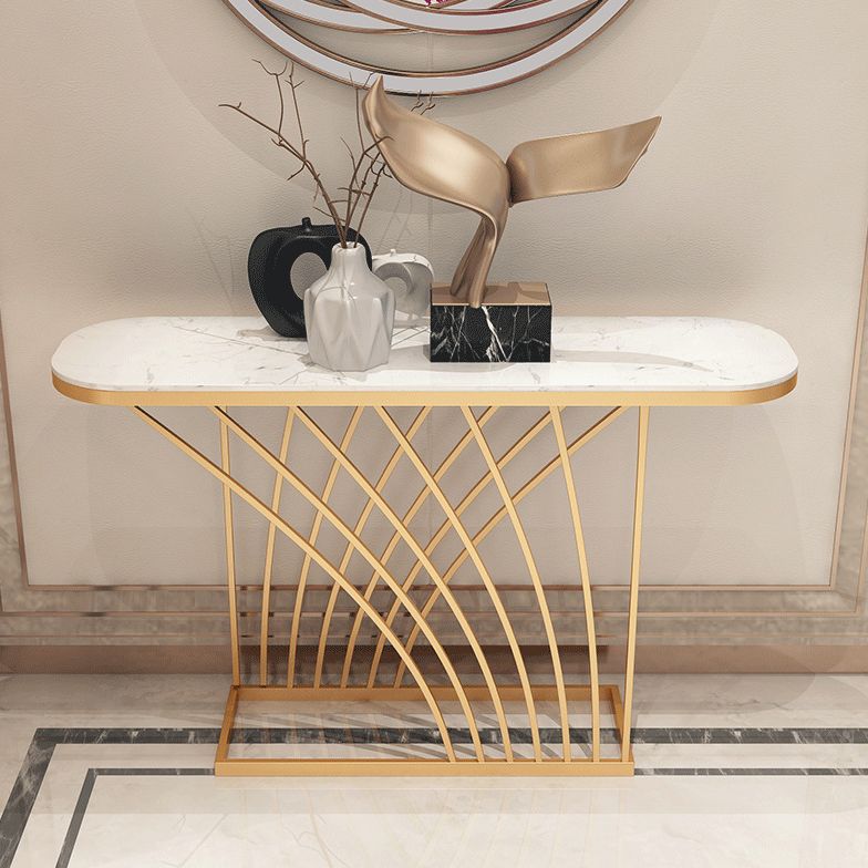 Tavolo da divano console in marmo glam tavolo accento per cornice oro per hall