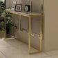 Rectangle Shape Contemporary Console Table Stone Console Sofa Table in White and Gold