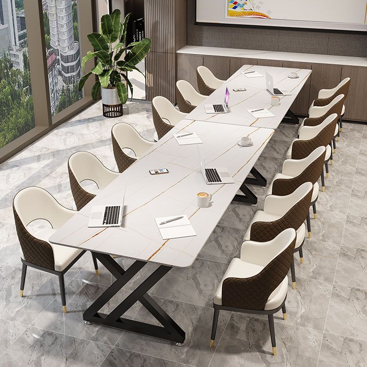 Industrielle rechteckige Schreibtisch Stein Stone Office Desk mit Schlittenbasis