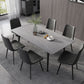 Industrial Rectangle Dining Site Table Black Tripod Base Dining Table with Stone Top