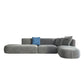Canapé en velours gris avec chaise 68,9 "d canapé de bras carré avec oreillers
