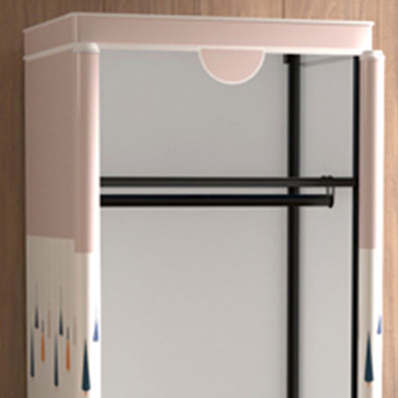 Contemporary Wardrobe Cabinet with Shelves Steel Wardrobe Armoire for Home