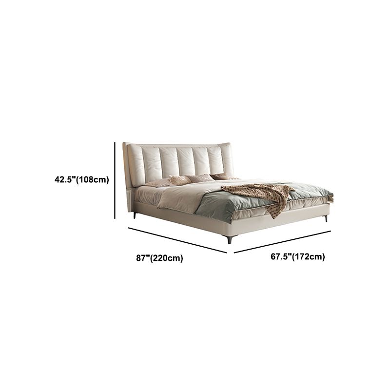 Moderno legno a pannello bianco in legno e cornice da letto imbottita, alto 42,5 "