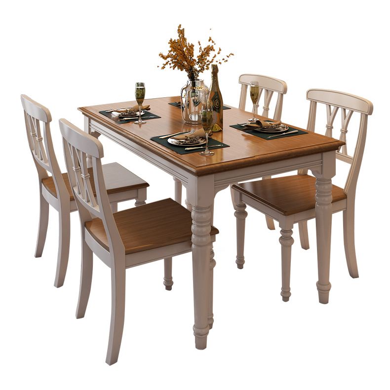 Traditional Wooden Dining Room Set with Rectangle Top and White Base Dining Furniture Clearhalo 'Dining Room Sets' 'Dining Tables & Seating' 'dining_room_set' 'furn' 'furn_dining_room_set' 'Furniture' 'furniture_dining_room_set' 'Kitchen & Dining Furniture' 'kitchen&dining_furn' 'kitchen' 1200x1200_6daaa3b2-ec8b-4f66-b108-bdcd77bb0de0