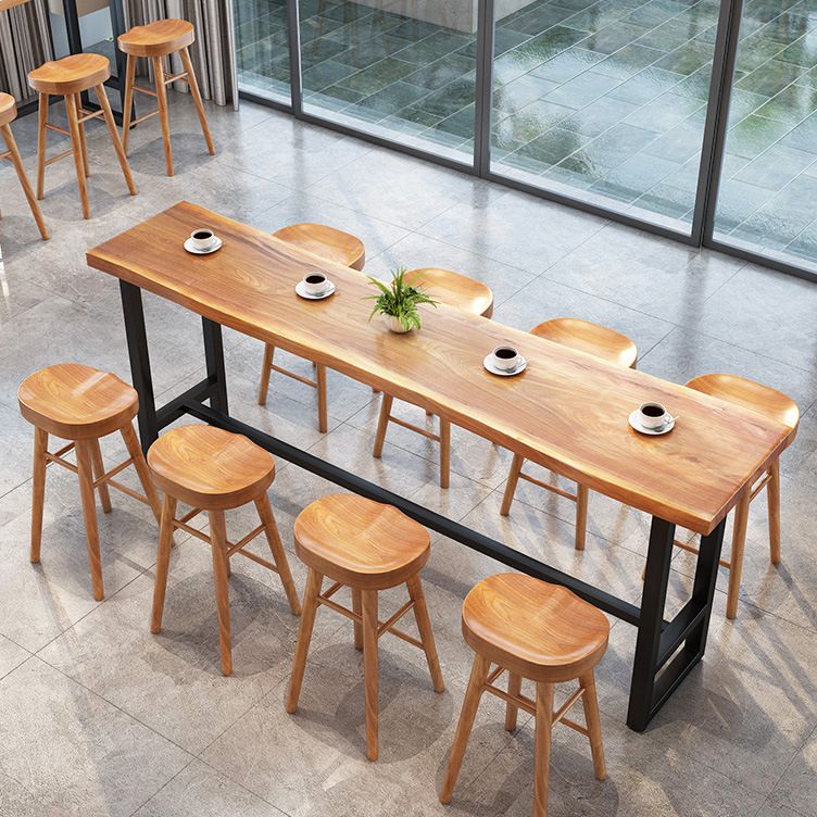 Industrial Bar Dining Table Pine Wood Bar Table with Trestle Base Clearhalo 'Bar Furniture' 'Bar Tables' 'bar_tables' 'Furniture' 'furniture_bar_tables' 'Kitchen & Dining Furniture' 1200x1200_6dab14df-4592-4544-80dd-d56ff09312d3