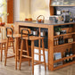Indoor Solid Wood Bar Stool Low Back Bar Stool with Footrest