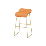 Faux Leather Bar Stool Glam Bar Height Armless Stool with Gold Base