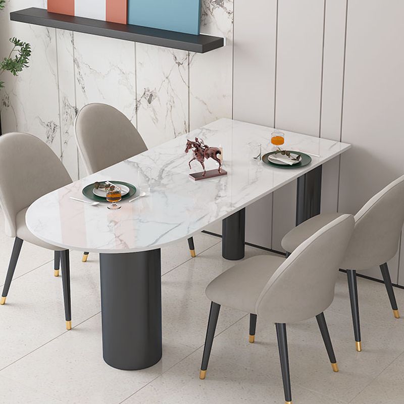 Sintered Stone Dining Table Modern White Top Dining Table with Black Frame Clearhalo 'Dining Tables & Seating' 'Dining Tables' 'dining_table' 'furn' 'furn_dining_table' 'Furniture' 'Kitchen & Dining Furniture' 1200x1200_6db1e465-c67e-4fbf-a727-bc165e9aff94