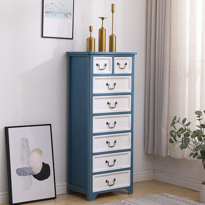 Coffre de rangement vertical en bois massif vintage de 14 po de largeur avec tiroirs