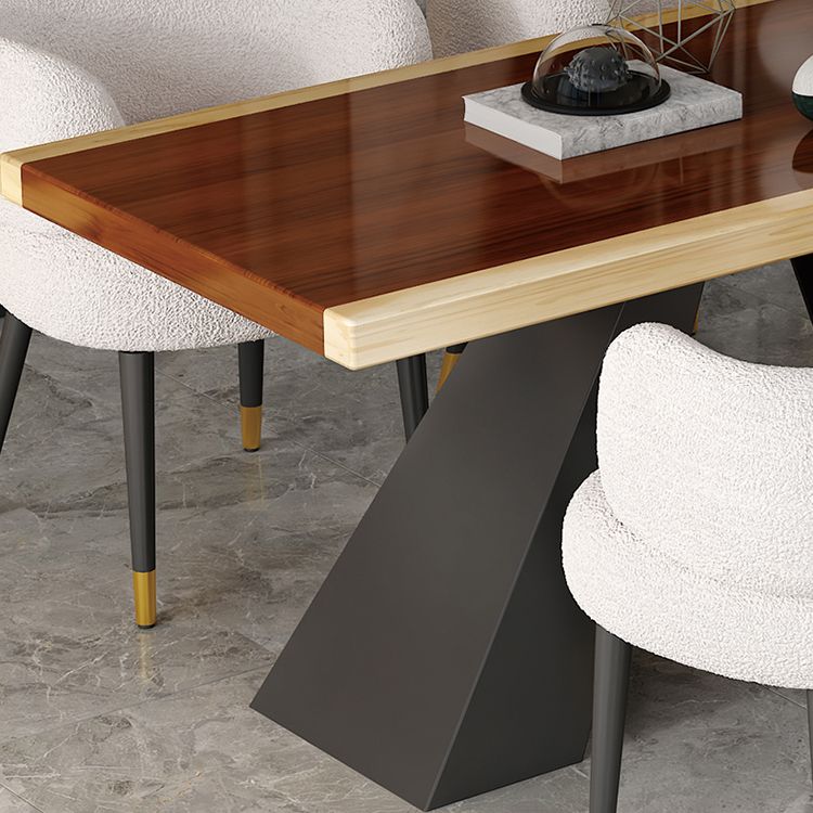 Modern Style Dining Table Solid Wood Rectangle Table with Black Base Clearhalo 'Dining Tables & Seating' 'Dining Tables' 'dining_table' 'furn' 'furn_dining_table' 'Furniture' 'Kitchen & Dining Furniture' 1200x1200_6db5762b-78a2-4f6e-ba8e-30af816413c0