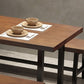 Mesa de comedor de madera maciza marrón mesa de comedor industrial con marco negro