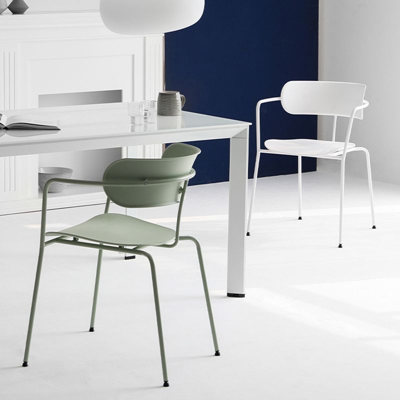 Contemporary Style Arm Chair Plastic Open Back Side Chair with Metal Base Clearhalo 'Dining Chairs' 'Dining Tables & Seating' 'dining_chair' 'furn' 'furn_dining_chair' 'Furniture' 'Kitchen & Dining Furniture' 1200x1200_6db5d5fe-ac0b-411e-abb1-e5340acb2238