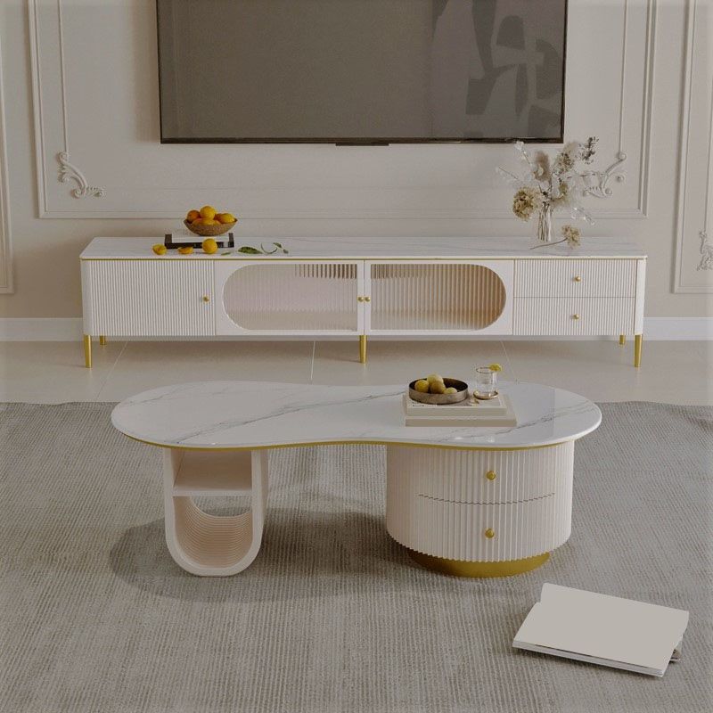 Soporte para TV Stone Media Console, soporte para TV con almacenamiento cerrado y cajones