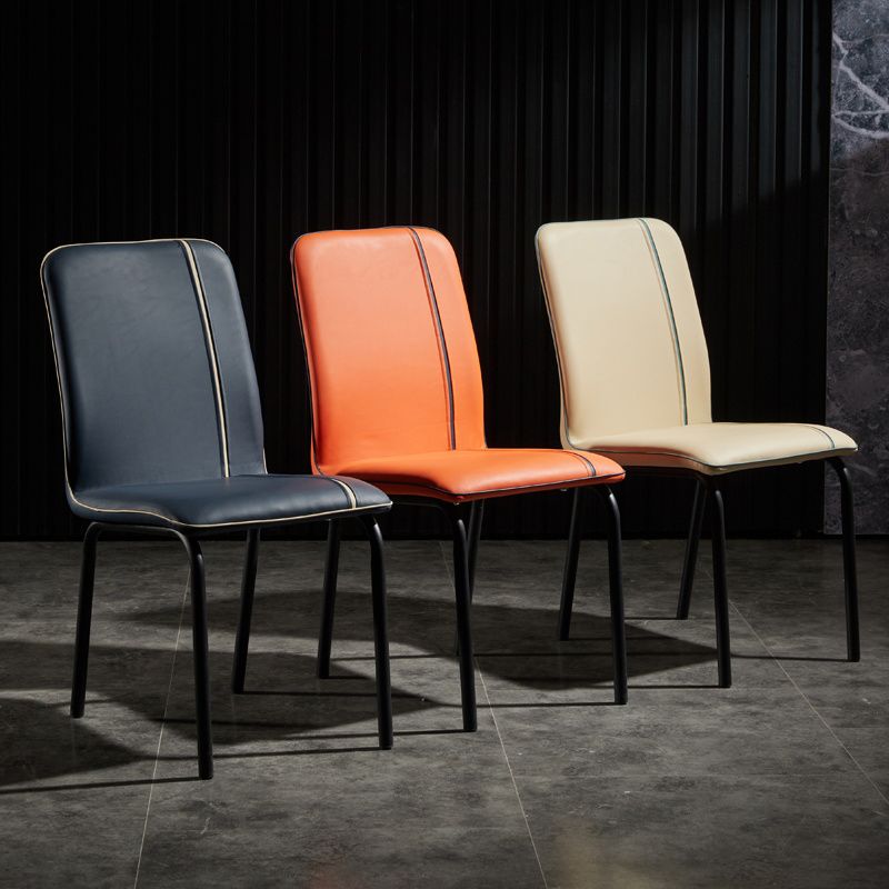 Contemporary Style Leather Dining Chair Kitchen Armless Chair with Metal Legs Clearhalo ' kitchen&dining_furn' 'Dining Chairs' 'Dining Tables & Seating' 'dining_chair' 'furn' 'furn_dining_chair' 'Furniture' 'furniture_dining_chair' 'Kitchen & Dining Furniture' 'kitchen' 1200x1200_6db9052e-6fdd-4f8e-ba24-c3de703fc09e