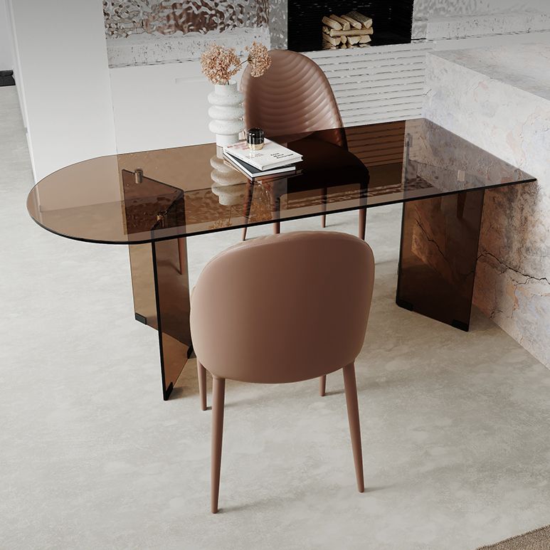 Glass Contemporary Free Form Dining Table Clear Glass Table for Dining Room and Kitchen Clearhalo ' dining_table' 'Dining Tables & Seating' 'Dining Tables' 'furn' 'furn_dining_table' 'Furniture' 'furniture_dining_table' 'Kitchen & Dining Furniture' 'kitchen&dining_furn' 'kitchen' 'kitchen_dining_table' 1200x1200_6db907e7-4e04-44e2-985f-4eb822919fcc
