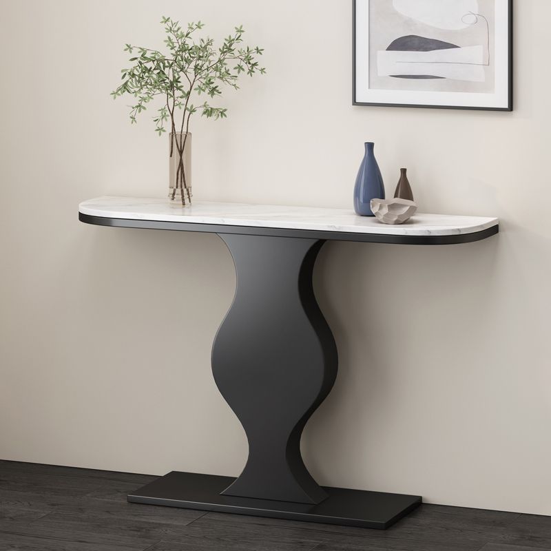Modern de 11.81 "W Table de la consola Stone Half Moon Accent Table para Hall