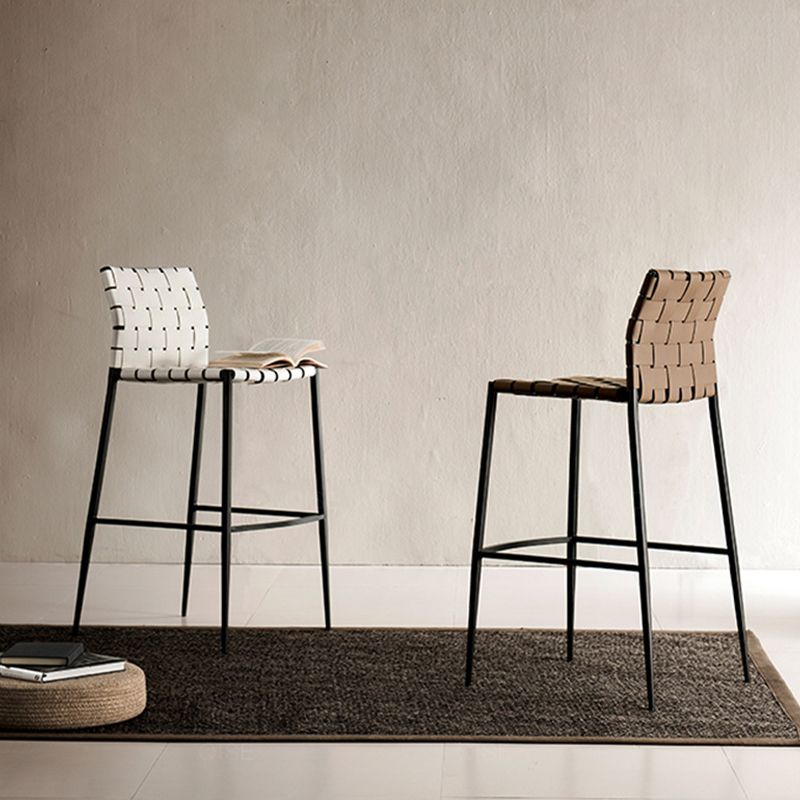 Sgabelli da bar contemporanei in finta pelle in pelle con base in metallo