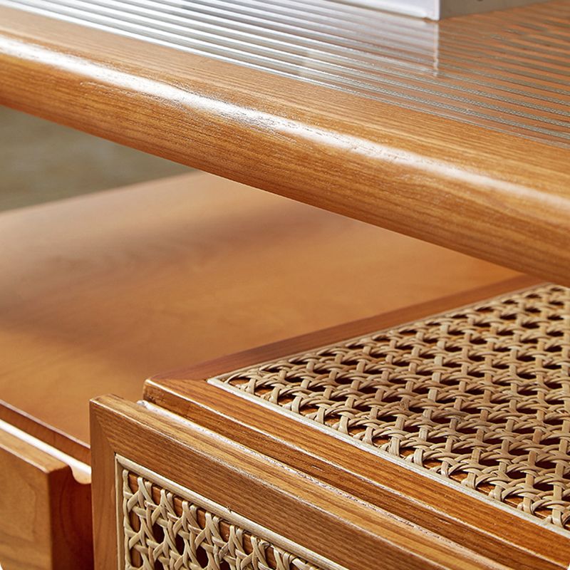 4 Legs Coffee Table with Shelf Modern Glass Top Cocktail Table Clearhalo 'Coffee & Accent Tables' 'Coffee Tables' 'coffee_tables' 'furn' 'furn_coffee_tables' 'Furniture' 'Living Room Furniture' 1200x1200_6dbb211f-3854-4aad-b643-abaab4965863