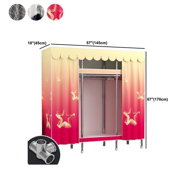 Moderne Style Garderobe Metal 2 Regale Kleiderschrankschrank für Schlafzimmer