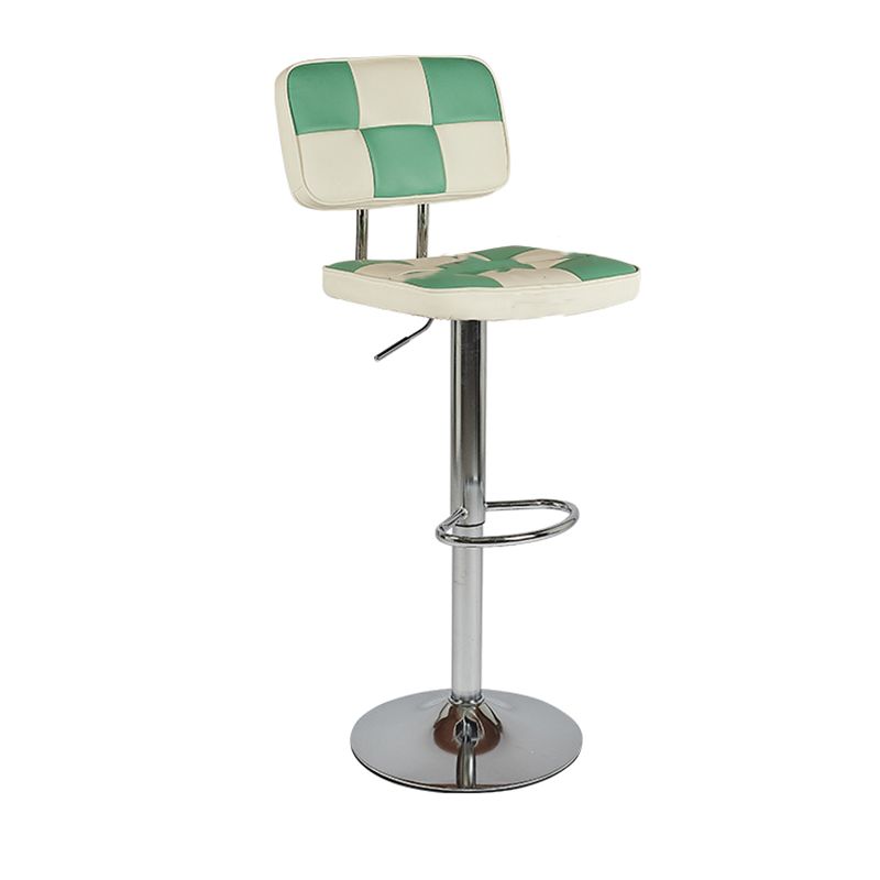 Modern Adjustable Backrest Counter High Stool with Leather Cushion