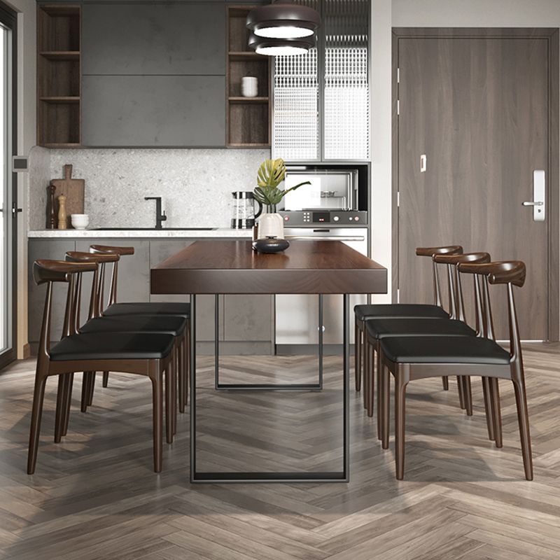Mobili in legno massiccio marrone con sedie a corno di mucca 1/5/7 PC set di dinette moderna