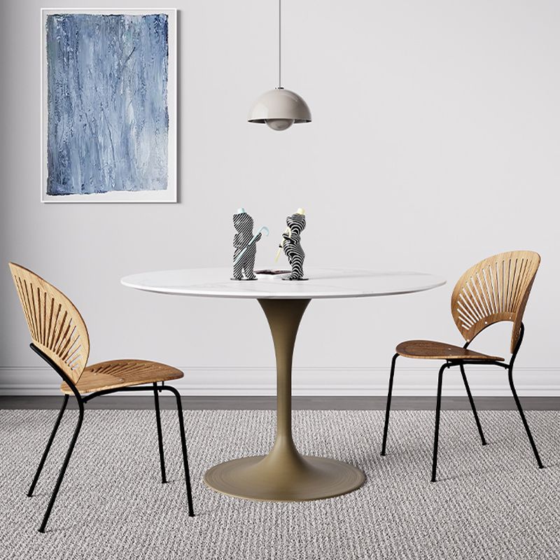 Simple Round Stone Top Dining Table Metal Base Dining Table for Living Room Clearhalo 'Dining Tables & Seating' 'Dining Tables' 'dining_table' 'furn' 'furn_dining_table' 'Furniture' 'furniture_dining_table' 'Kitchen & Dining Furniture' 'kitchen' 'kitchen_dining_table' 1200x1200_6dbf085d-b80a-43d9-8ee7-4697c940eb26