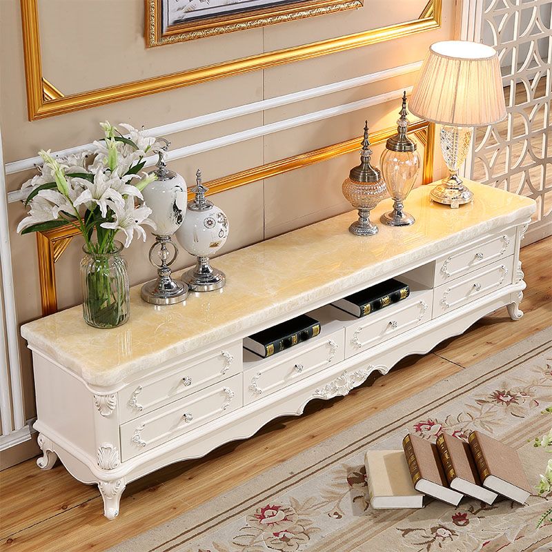 European Marble Living Room TV Cabinet White Solid Wood TV Console Clearhalo 'furn' 'furn_tv_stands_entertainment_centers' 'Furniture' 'Living Room Furniture' 'TV Stands & Entertainment Centers' 'TV Stands & Media Storage Furniture' 'tv_stands_entertainment_centers' 1200x1200_6dbff19f-0b4a-436d-99c5-d8ccc1f6026c